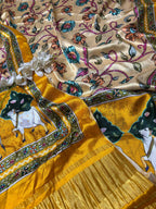 Yellow Digital Printed Floral And Pichwai Design Modal Silk Dupatta - Luxurion World- Crafted Heirlooms