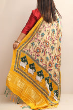 Yellow Digital Printed Floral And Pichwai Design Modal Silk Dupatta - Luxurion World- Crafted Heirlooms