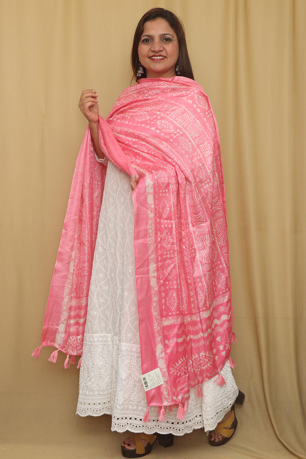 Stylish Pink Digital Printed Art Silk Geometric Design Dupatta - Luxurion World