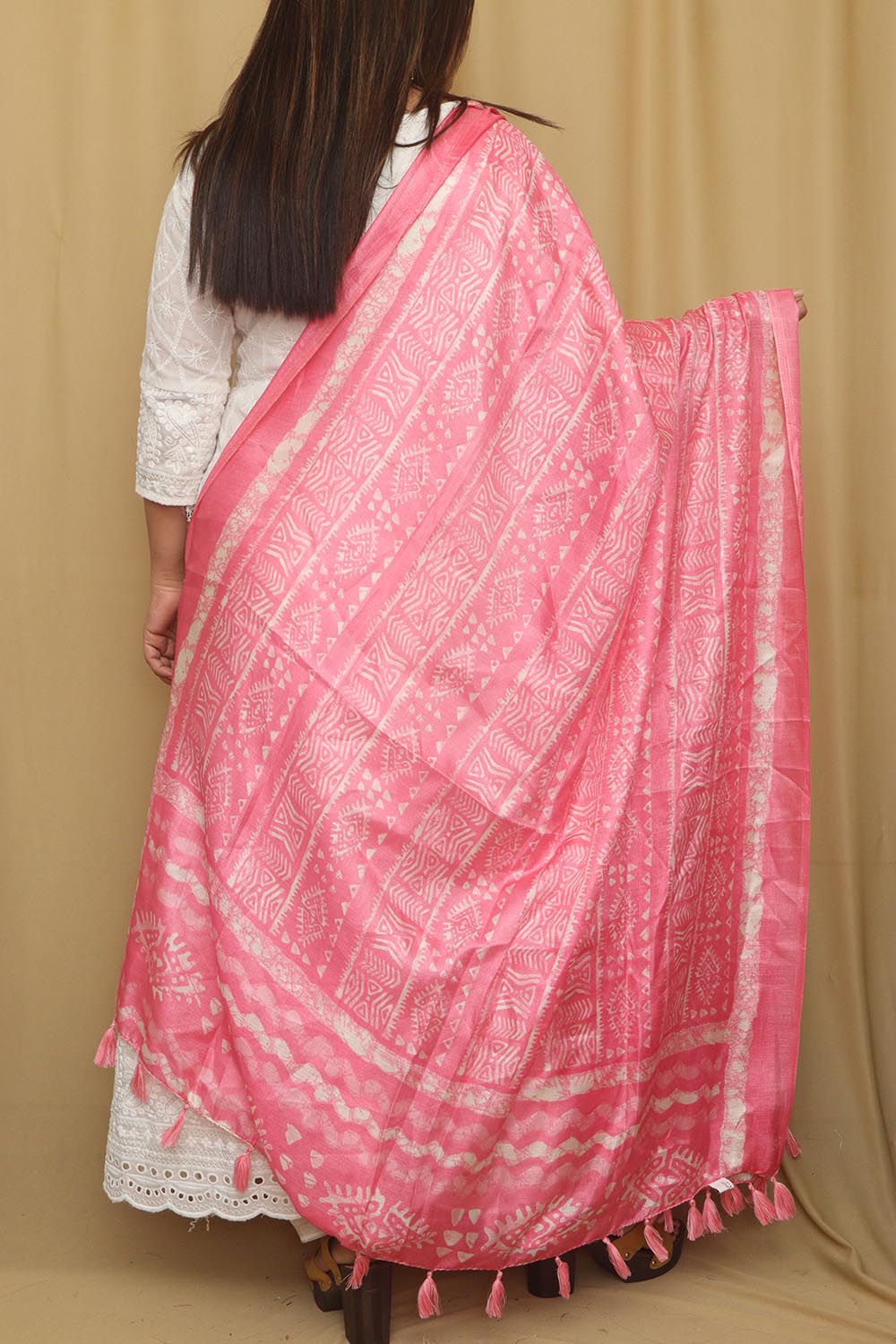 Stylish Pink Digital Printed Art Silk Geometric Design Dupatta - Luxurion World