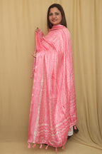 Stylish Pink Digital Printed Art Silk Geometric Design Dupatta - Luxurion World
