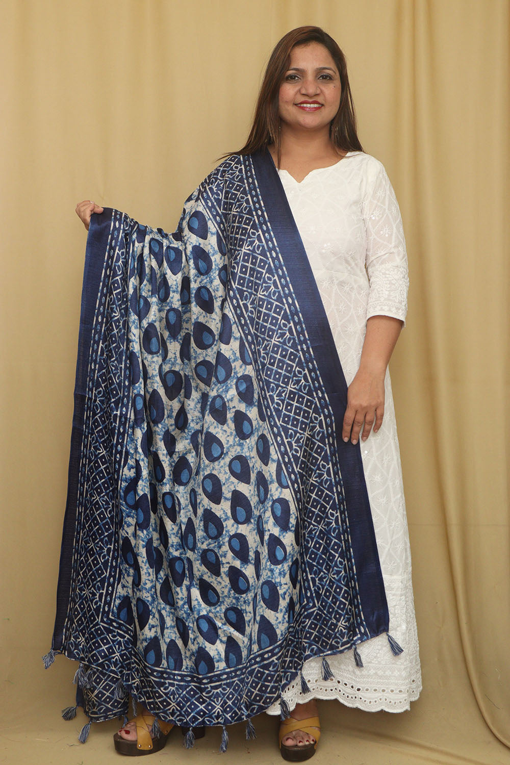 Stunning Blue Digital Printed Art Silk Dupatta - Luxurion World