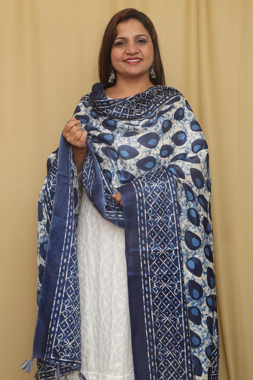 Stunning Blue Digital Printed Art Silk Dupatta - Luxurion World