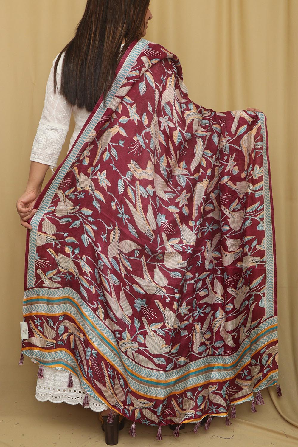 Stunning Purple Digital Printed Art Silk Kantha Printed Design Dupatta - Luxurion World