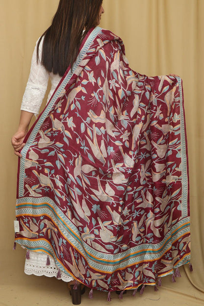 Stunning Purple Digital Printed Art Silk Kantha Printed Design Dupatta - Luxurion World