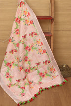 Pink Digital Printed Linen Floral Design Dupatta - Luxurion World