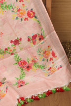 Pink Digital Printed Linen Floral Design Dupatta - Luxurion World