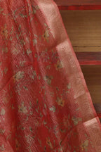 Peach Pink Digital Printed Crushed Tissue Floral Design Dupatta - Luxurion World