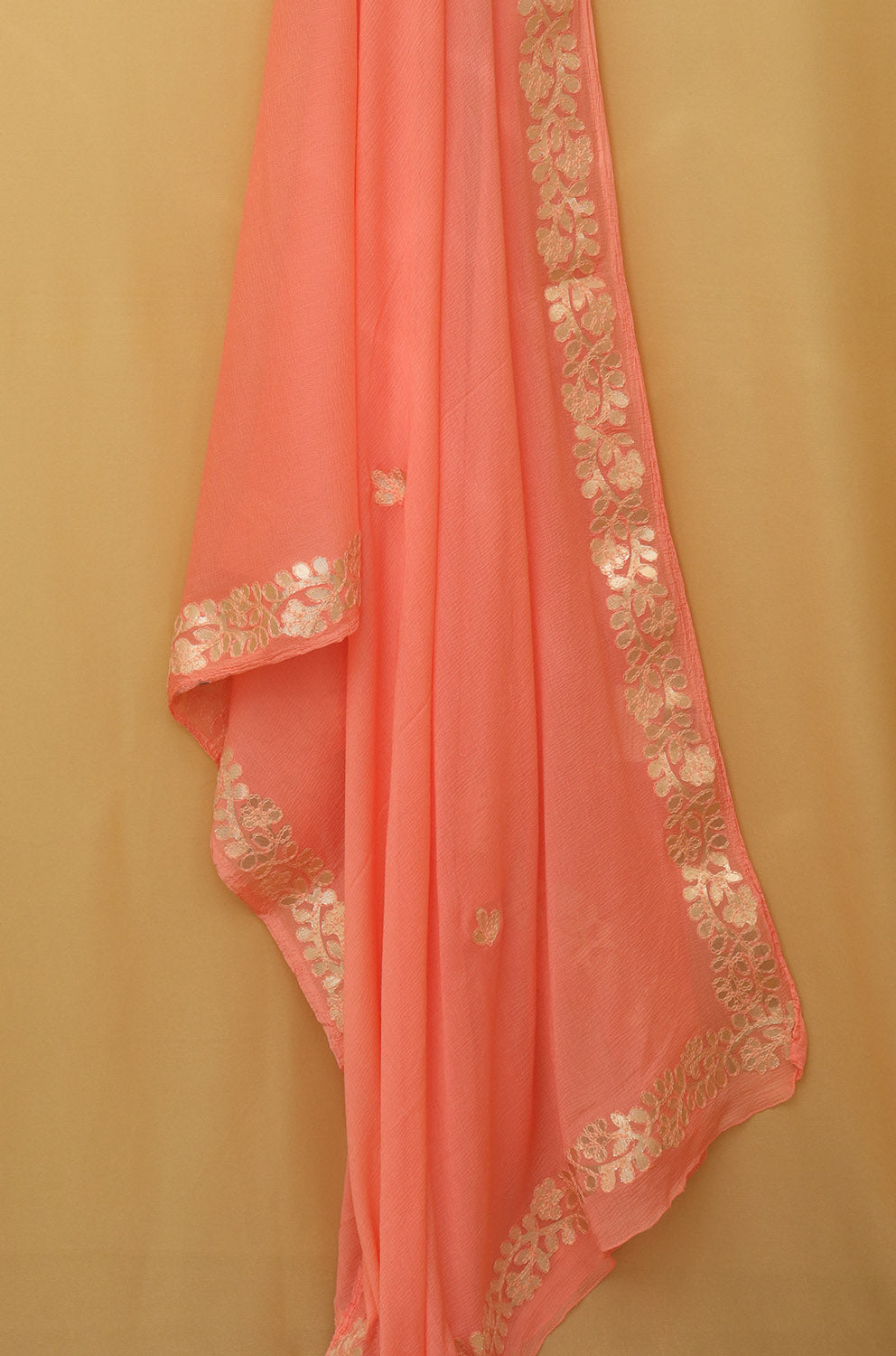Peach Gota Patti Chiffon Dupatta - Elegant & Stylish - Luxurion World