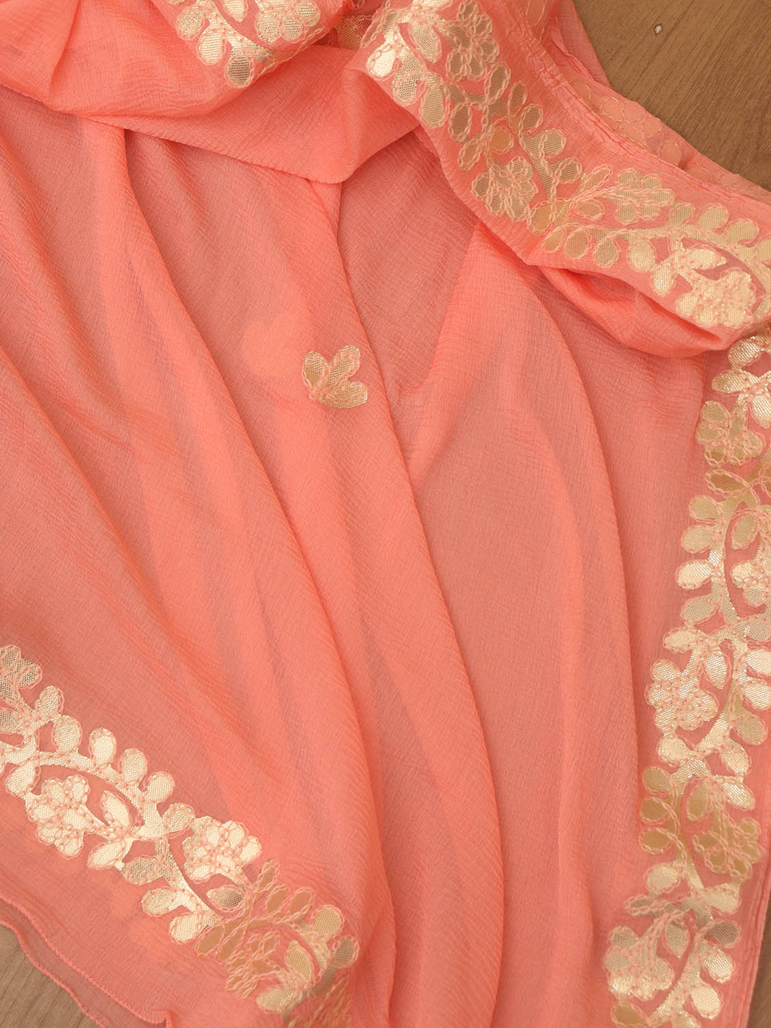 Peach Gota Patti Chiffon Dupatta - Elegant & Stylish - Luxurion World