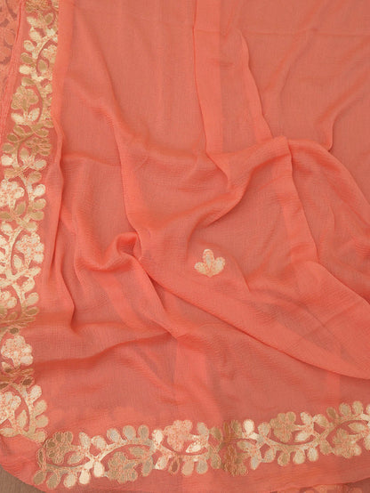 Peach Gota Patti Chiffon Dupatta - Elegant & Stylish - Luxurion World