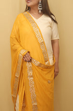 Yellow Gota Patti Chiffon Dupatta - Ethnic Elegance - Luxurion World