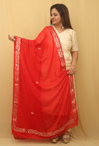Stunning Red Gota Patti Chiffon Dupatta - Luxurion World