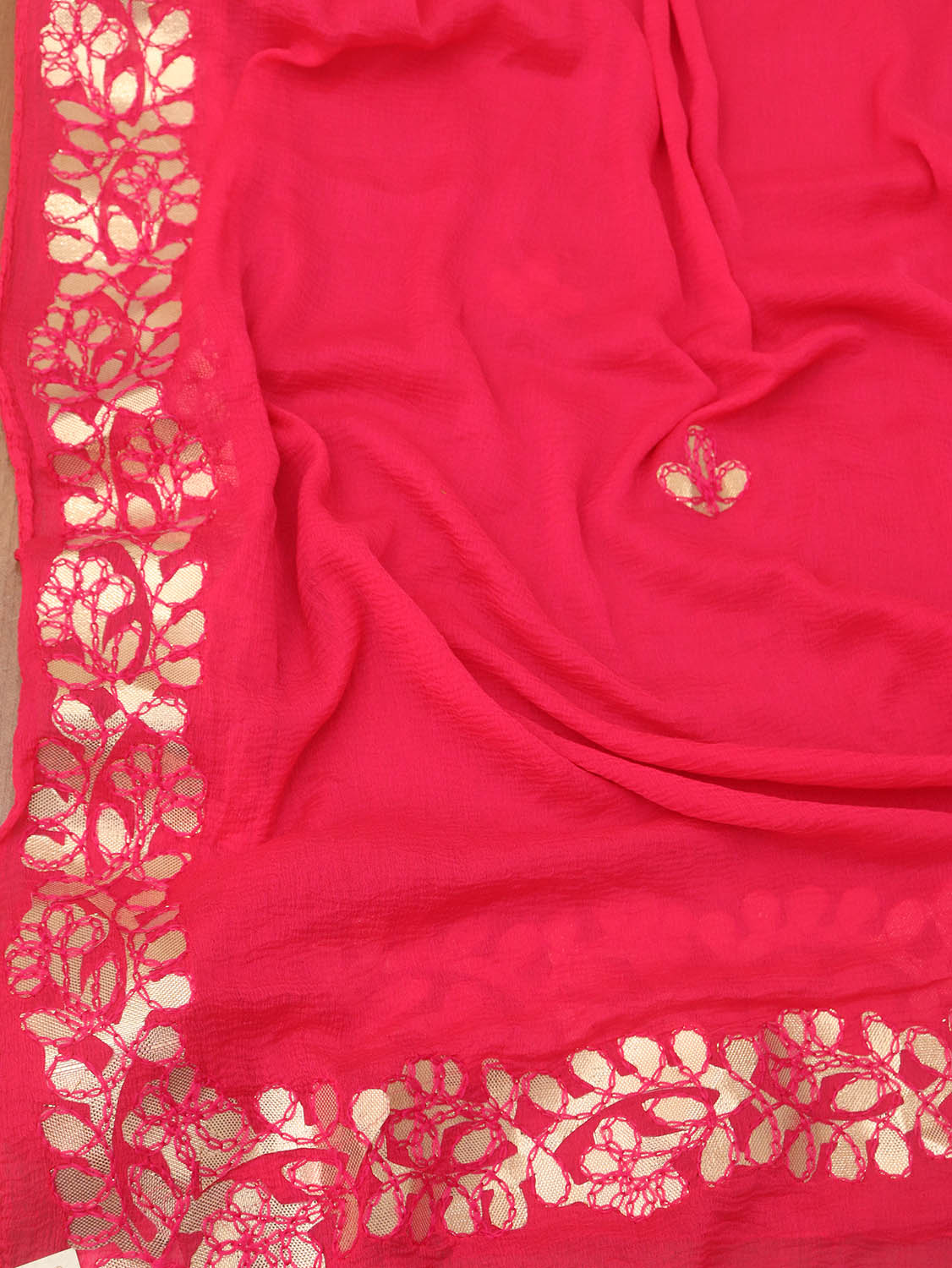 Pink Gota Patti Work Chiffon Dupatta - Luxurion World