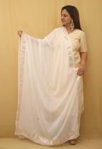 White Gota Patti Work Chiffon Dupatta - Luxurion World