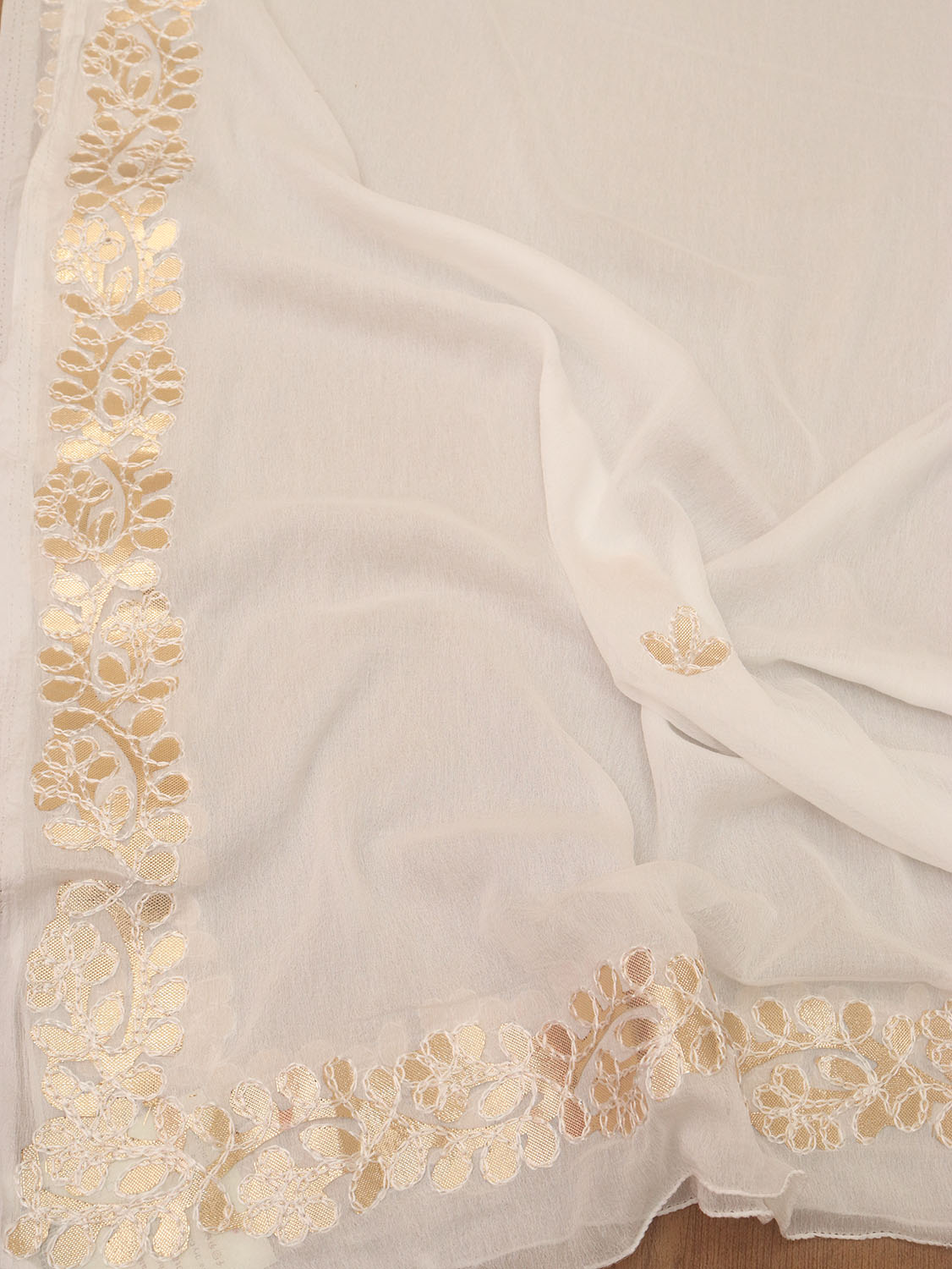 White Gota Patti Work Chiffon Dupatta - Luxurion World
