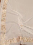 White Gota Patti Work Chiffon Dupatta - Luxurion World