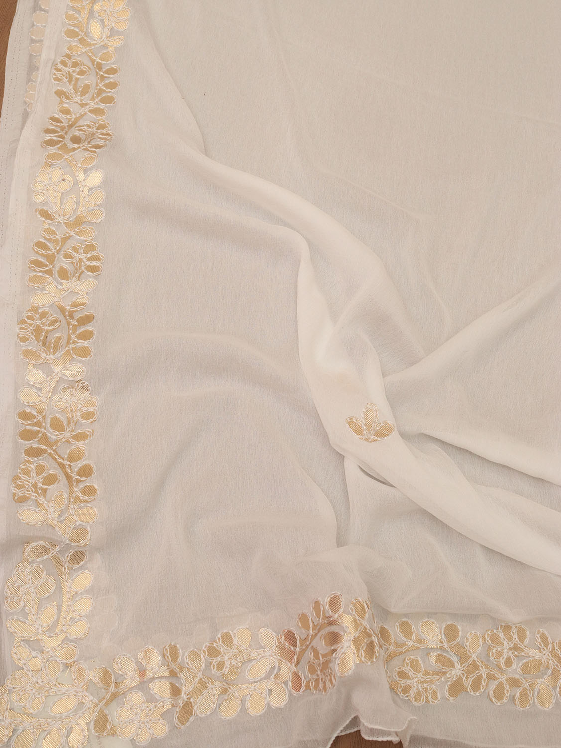 White Gota Patti Work Chiffon Dupatta - Luxurion World