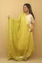 Green Gota Patti Work Chiffon Dupatta - Luxurion World