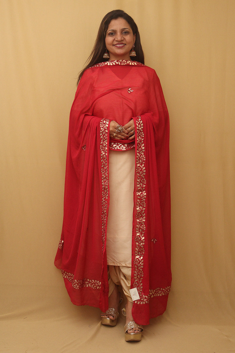 Beautiful Pink Gota Patti Chiffon Dupatta - Luxurion World
