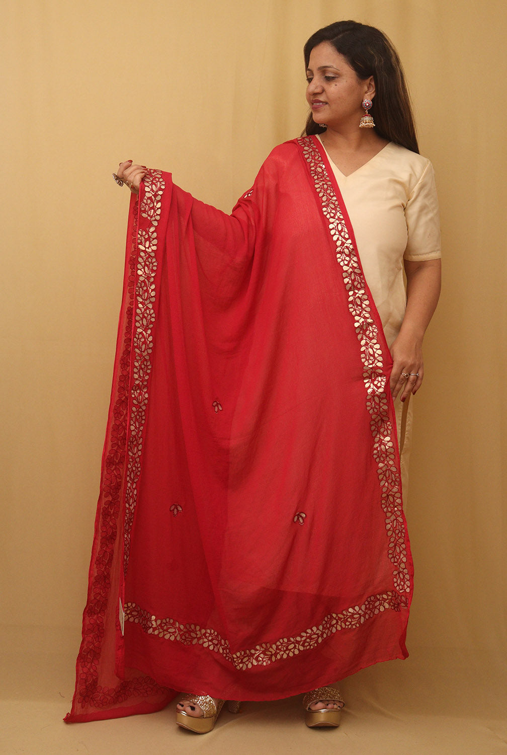 Beautiful Pink Gota Patti Chiffon Dupatta - Luxurion World