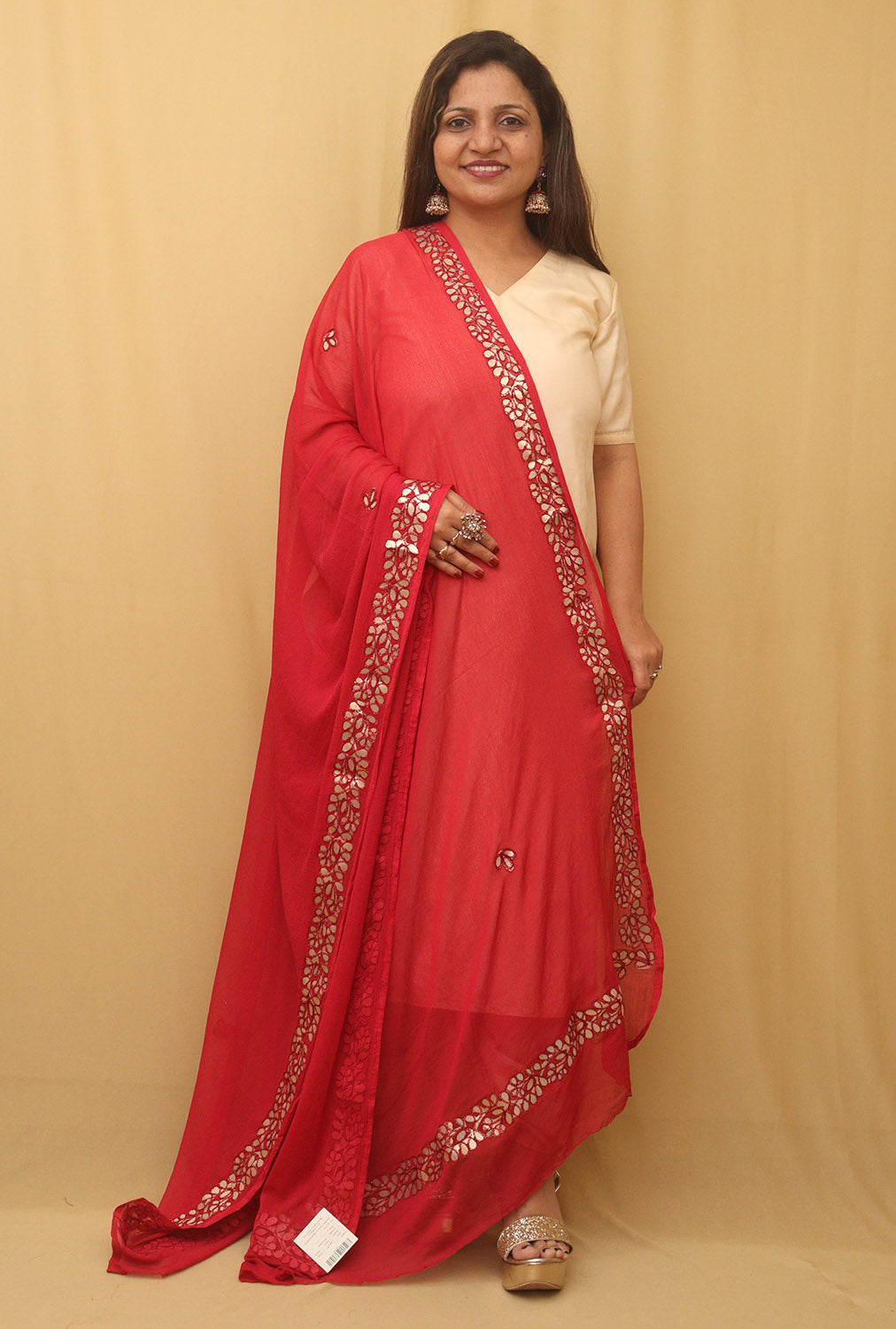 Beautiful Pink Gota Patti Chiffon Dupatta - Luxurion World