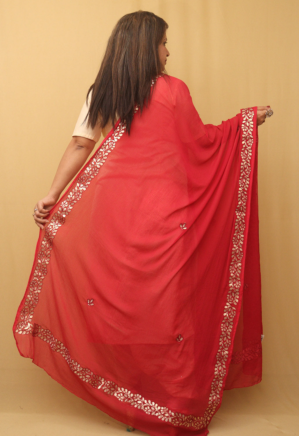 Beautiful Pink Gota Patti Chiffon Dupatta - Luxurion World