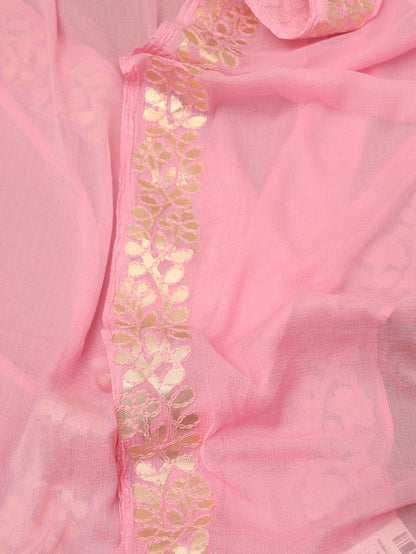 Pink Gota Patti Work Chiffon Dupatta - Luxurion World