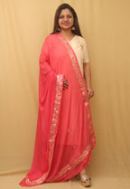 Chic Pink Gota Patti Chiffon Dupatta - Luxurion World