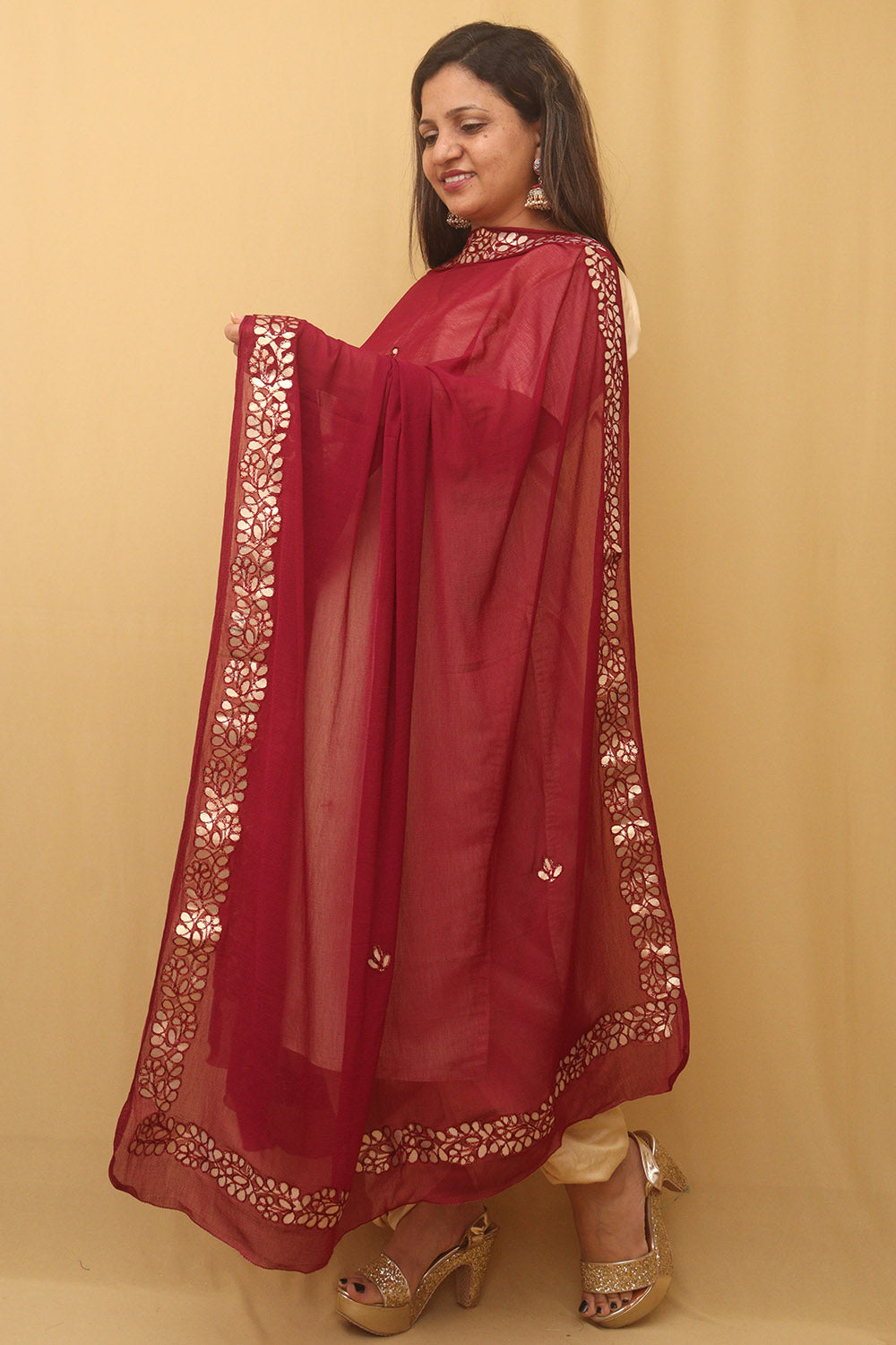 Purple Gota Patti Work Chiffon Dupatta - Luxurion World