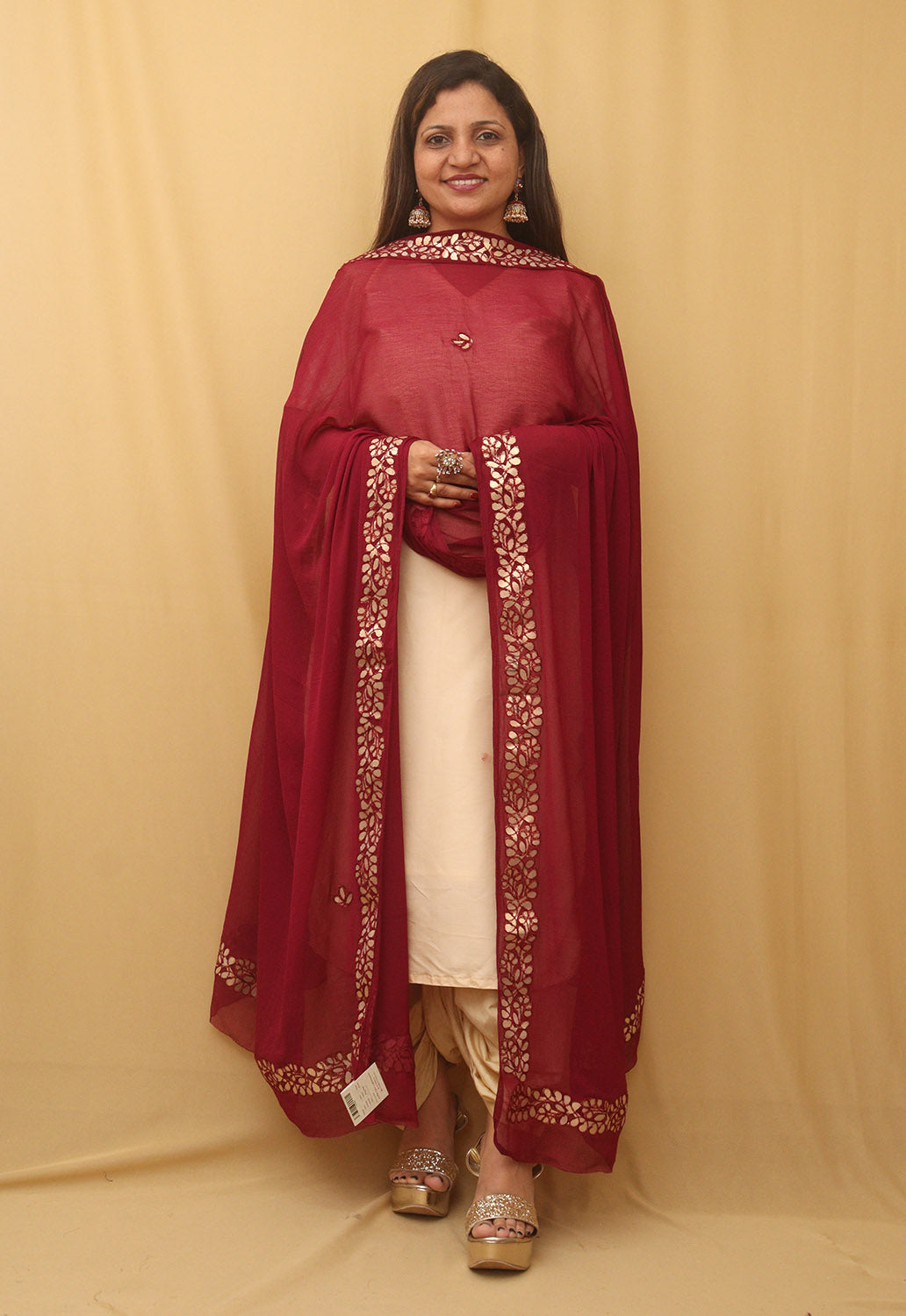 Purple Gota Patti Work Chiffon Dupatta - Luxurion World