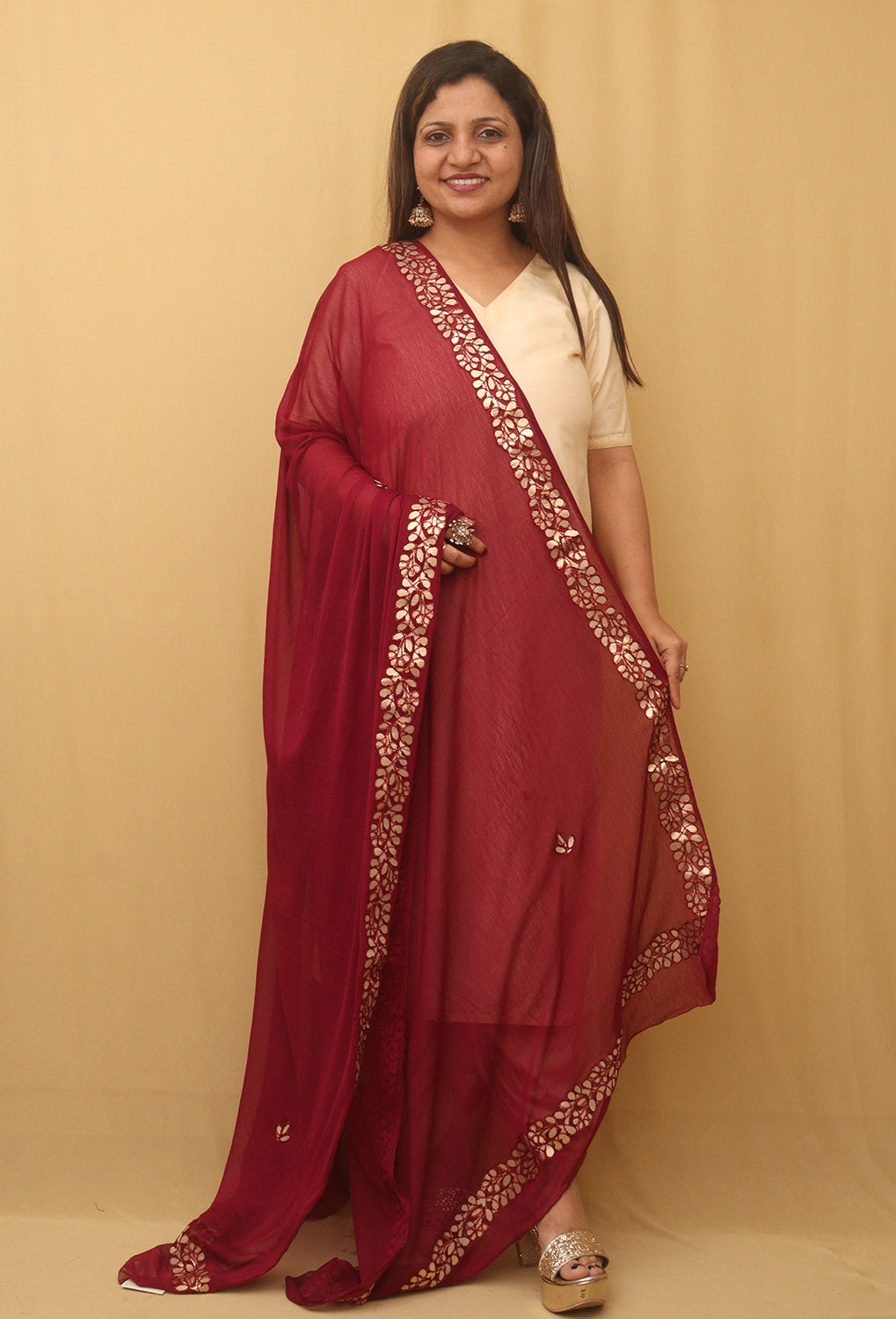 Purple Gota Patti Work Chiffon Dupatta - Luxurion World