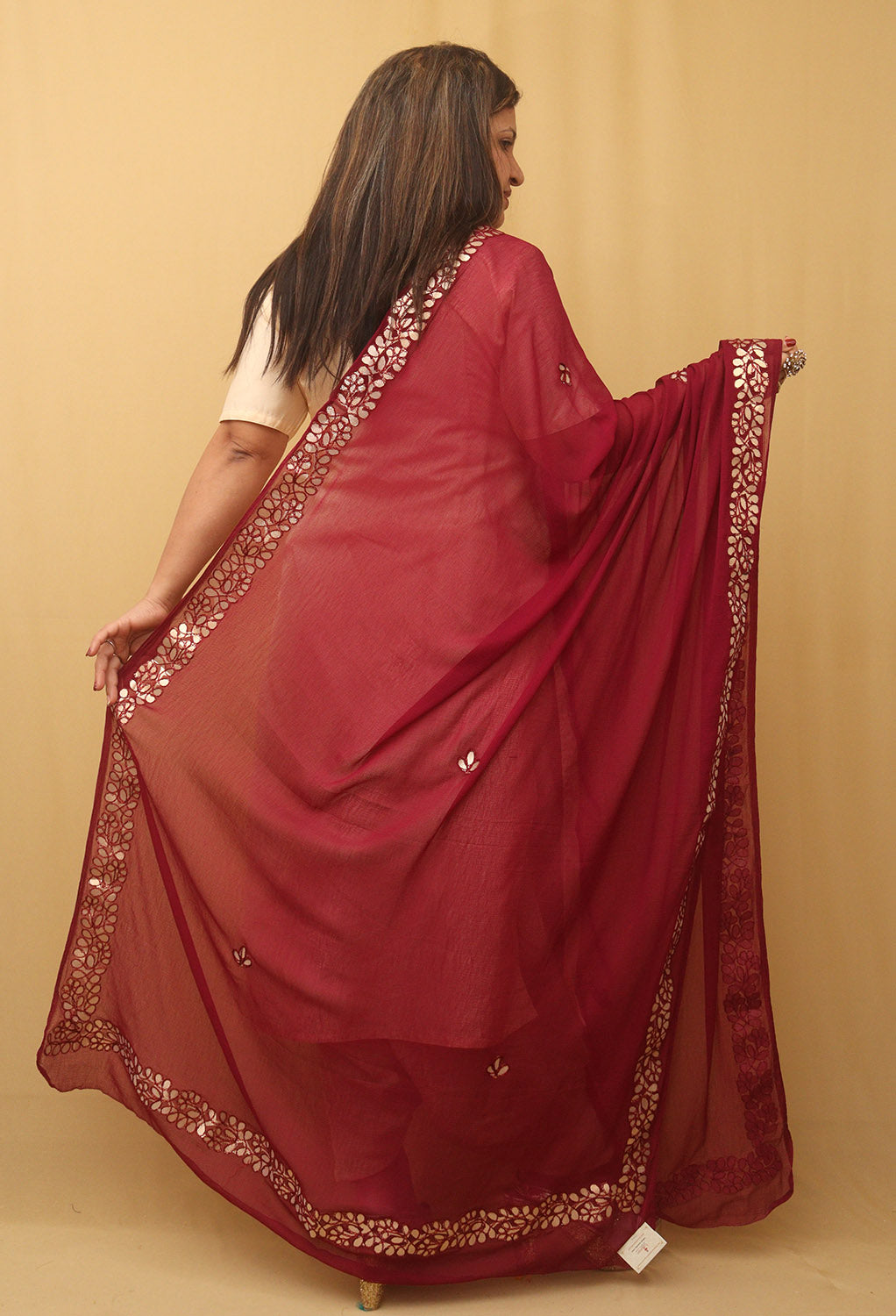 Purple Gota Patti Work Chiffon Dupatta - Luxurion World