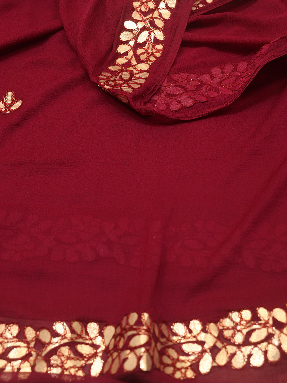 Purple Gota Patti Work Chiffon Dupatta - Luxurion World