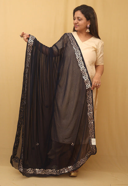 Blue Gota Patti Work Chiffon Dupatta - Luxurion World