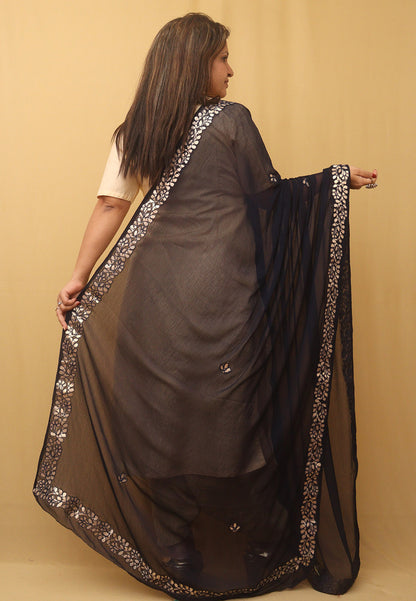 Blue Gota Patti Work Chiffon Dupatta - Luxurion World