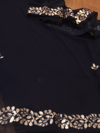 Blue Gota Patti Work Chiffon Dupatta - Luxurion World