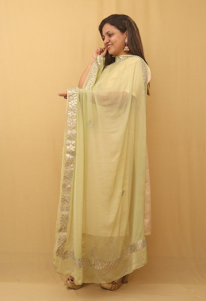 Pista Green Gota Patti Chiffon Dupatta - Elegant Style - Luxurion World