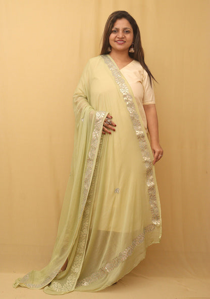 Pista Green Gota Patti Chiffon Dupatta - Elegant Style - Luxurion World