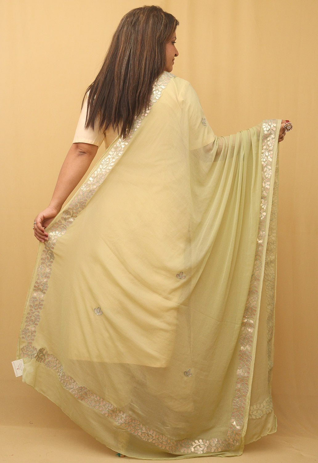 Pista Green Gota Patti Chiffon Dupatta - Elegant Style - Luxurion World