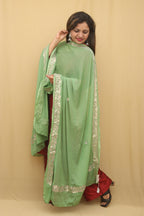 Exquisite Green Gota Patti Chiffon Dupatta - Luxurion World