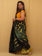 Black Hand Painted Recycled Fabric Dupatta - Luxurion World