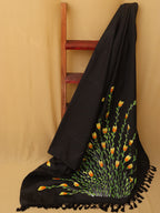 Black Hand Painted Recycled Fabric Dupatta - Luxurion World