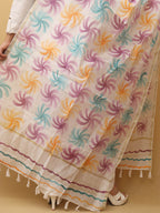 White Hand Painted Kota Dupatta - Luxurion World