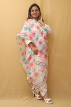 White Hand Painted Kota Dupatta - Luxurion World