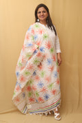 White Hand Painted Kota Dupatta - Luxurion World