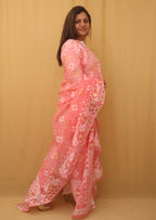 Pink Jamdani Cotton Silk Dupatta - Luxurion World