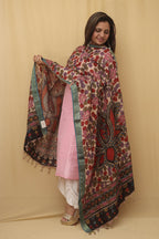 Stunning Multicolor Kalamkari Silk Dupatta with Pen Work - Luxurion World