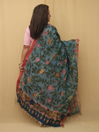 Stunning Blue Pen Kalamkari Pure Silk Dupatta - Perfect for Any Occasion! - Luxurion World