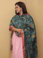 Stunning Blue Pen Kalamkari Pure Silk Dupatta - Perfect for Any Occasion! - Luxurion World